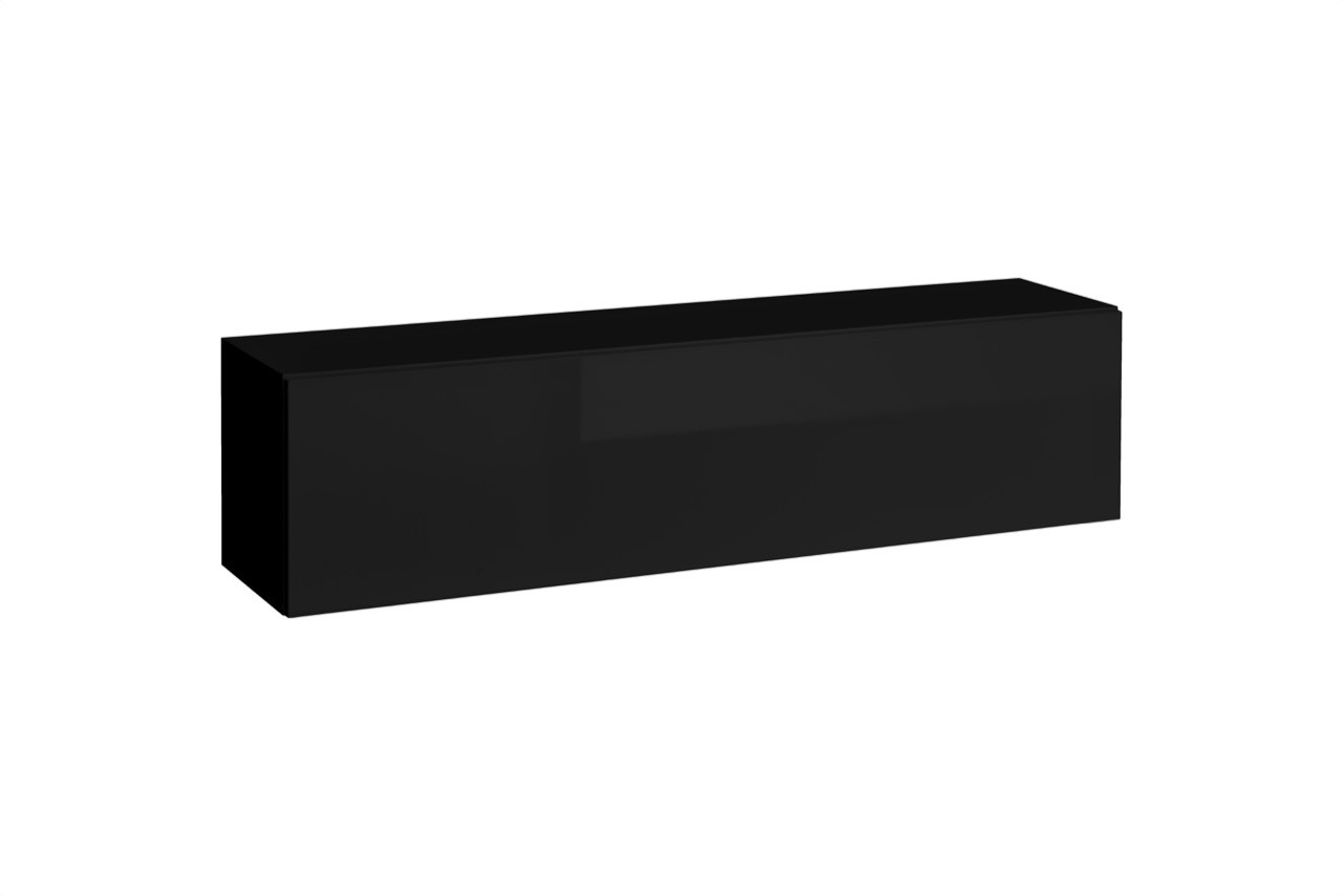 Пенал навісний SW23 BLOX ASM MEBLE чорний/чорний глянець, фото 1