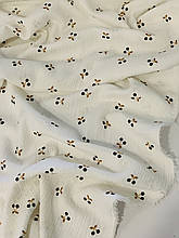 Муслін (бавовняна тканина) жатка вишеньки чорні на молочному (0,70*1,35 м)