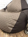 Крісло Мішок, безкаркасне крісло Груша ХХХЛ, колір сірий Рогожка +Ромб. Великий розмір 140*100 см, фото 7