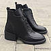 Ботильйони черевики жіночі демісезонні осінні шкіряні чорні бежеві на товстому каблуці від виробника, фото 8