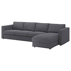 IKEA VIMLE Диван 4-місний з шезлонгом, Gunnared середній сірий (193.994.86)