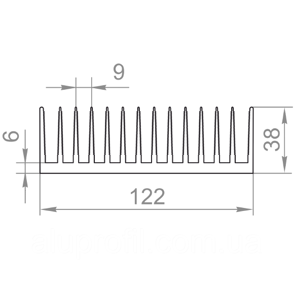 Алюминиевый профиль радиаторный 12290 122х38 Б/П - Алюминиевый радиаторный профиль - фото 2 - id-p1381232718