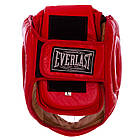 Шолом для єдиноборств шкіряний із прозорою маскою Everlast 1427 розмір XL Red, фото 4