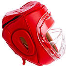 Шолом для єдиноборств шкіряний із прозорою маскою Everlast 1427 розмір XL Red, фото 3