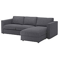 IKEA VIMLE Чехол на 3-х местный диван с кушеткой, Gunnared medium grey (293.993.20)