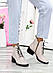 Ботильйони черевики жіночі демісезонні осінні шкіряні чорні бежеві на товстому каблуці від виробника, фото 3