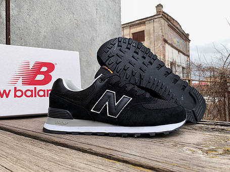 Чоловічі кросівки New Balance 574 Black White чорні з білим, фото 1