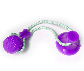 Іграшка для собак канат на присосці з м'ячем Фіолетовий (KG-2094)