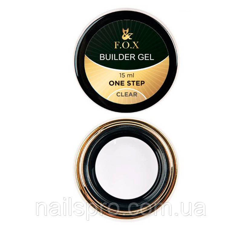 Моделирующий гель для ногтей F.O.X Builder Gel One Step Clear, 15 мл - фото 1 - id-p1381249619