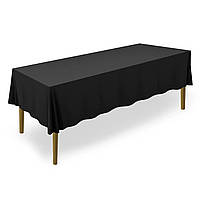 Скатертина на обідній стіл прямокутна чорна габардинова Atteks - 1408