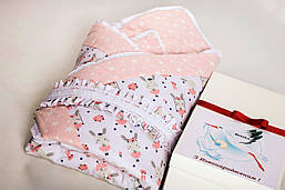 Комплект для новонароджених BeniLo - ковдра-конверт на виписку, ортопедична подушка, муслінові пелюшки Рожевий