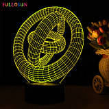 3D Світильник," Три кільця", Подарунок на день народження коханому чоловікові, Прикольні подарунки чоловікові, фото 4