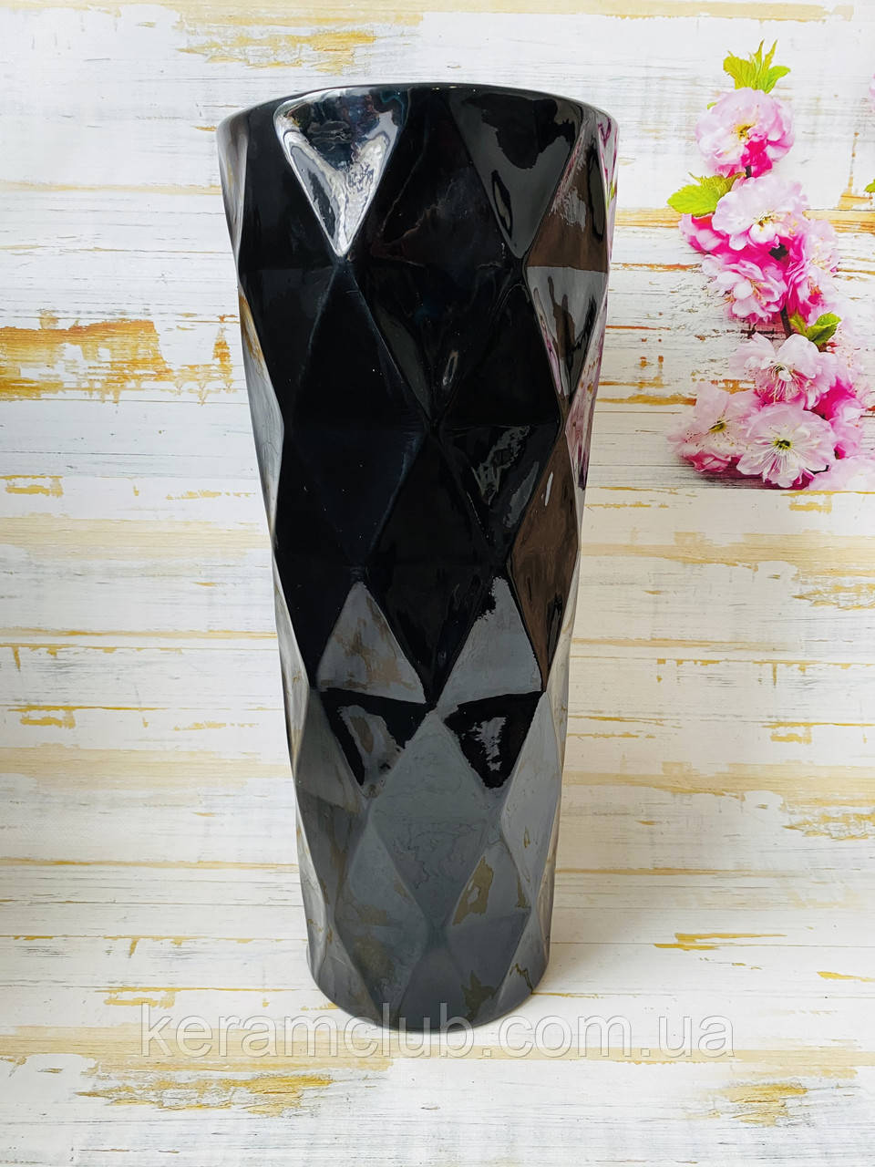 Підлогова ваза Рей чорна h 44 см