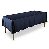 Скатертина на обідній стіл прямокутна темно синя габардинова Atteks - 1407