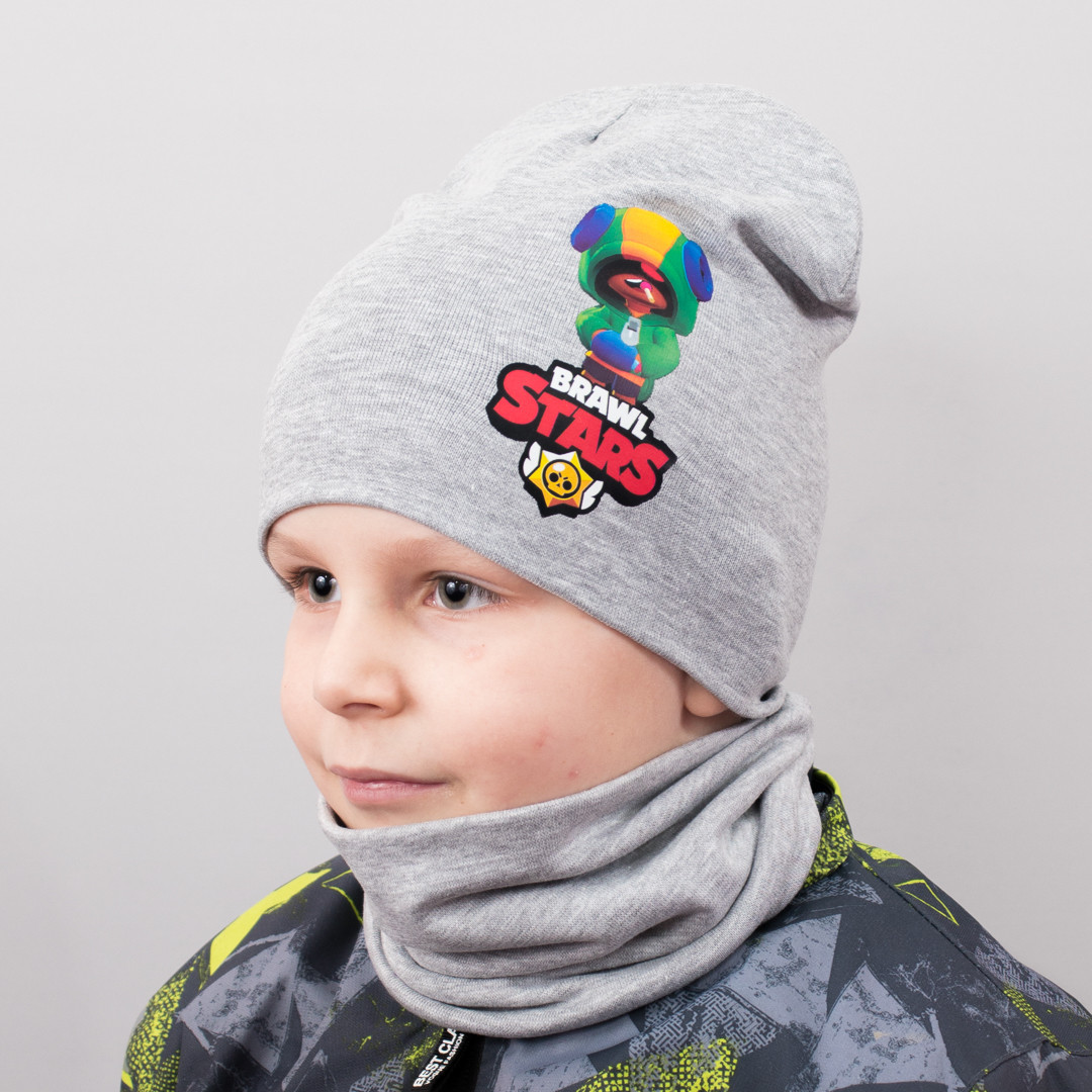 Дитяча шапка з хомутом КАНТА "Brawl Leon" розмір 52-56 сірий (OC-520)
