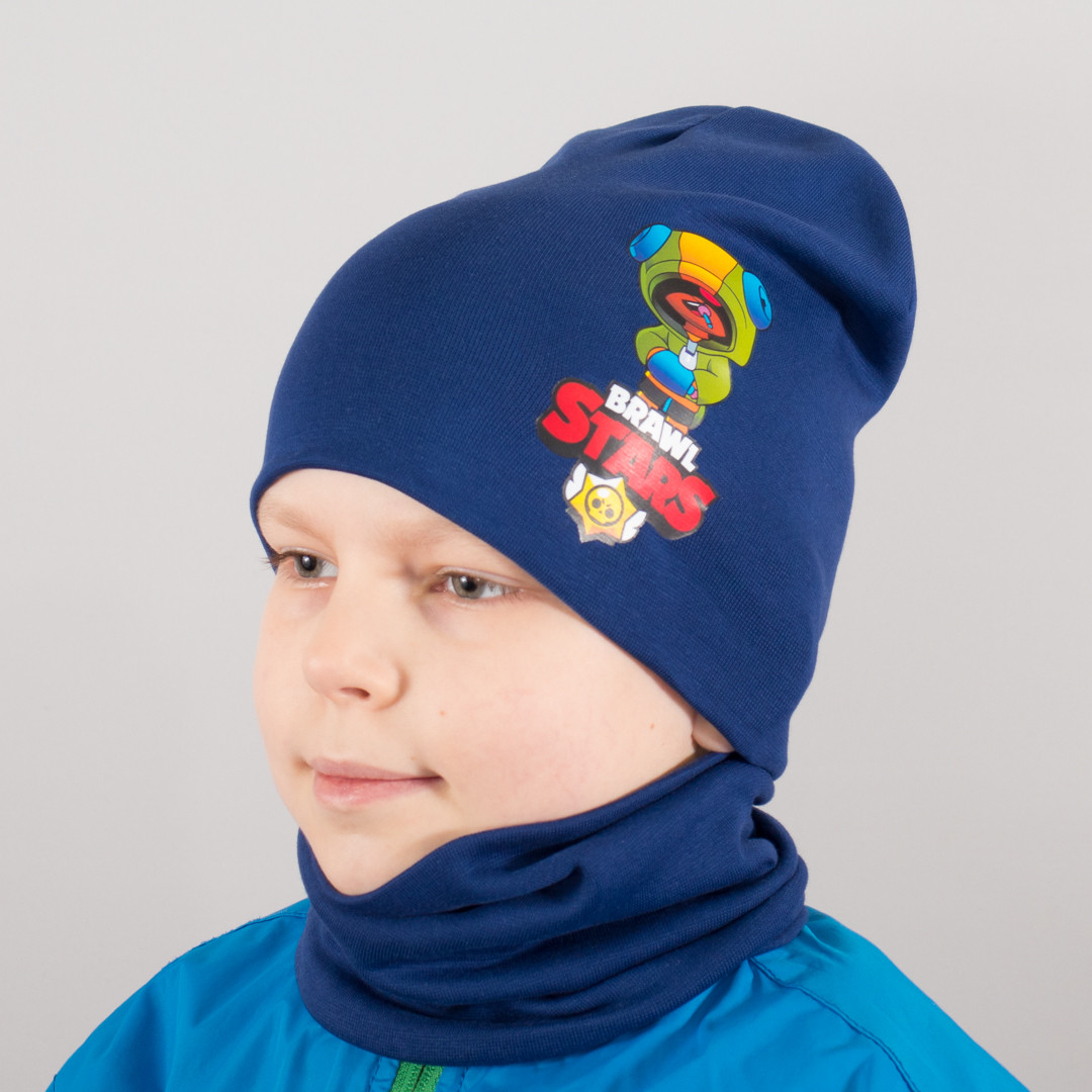 Дитяча шапка з хомутом КАНТА "Brawl Leon" розмір 48-52 синій (OC-513)