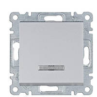 Вимикач з підсвіткою одноклавішний (сріблястий) Hager Lumina