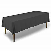 Скатертина на обідній стіл прямокутна темно сіра габардинова Atteks - 1400