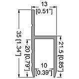Профіль 0632 дверної h-подібний алюмінієвий з пазом 10мм, фото 2