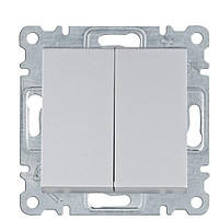 Вимикач 2-клавішний прохідний (сріблястий) Hager Lumina