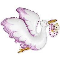 Фольгована куля Flexmetal Лелека з дівчинкою 80х96 см