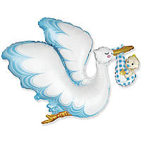 Фольгована куля Flexmetal Лелека з хлопчиком 80х96 см