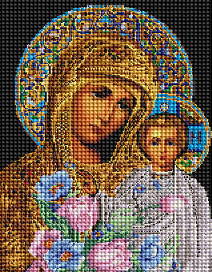 Картина стразами Брашмі Ікона Марія та Ісус (GF2777) 40 х 50 см (На підрамнику)