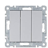 Вимикач триклавішний (сріблястий) Hager Lumina