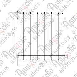 Кована огорожа, секція паркану. Готова Конструкція 2000х2000 БКО-01