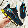 Текстильні кросівки для хлопчика чорні з блакитним на жовтій підошві, фото 10
