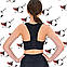 Топ жіночий для занять спортом із чорного еластану та вставками біфлекс, з місцем під вкладиш для грудей, фото 4
