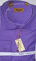 Рубашка мужская De Luxe vd-0014 фиолетовая в полоску с длинным рукавом