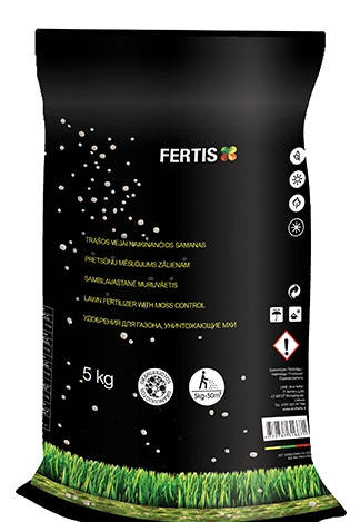 Добриво для газону та знищення моху NPK 15-0-0+Fe (5 кг), FERTIS, фото 1