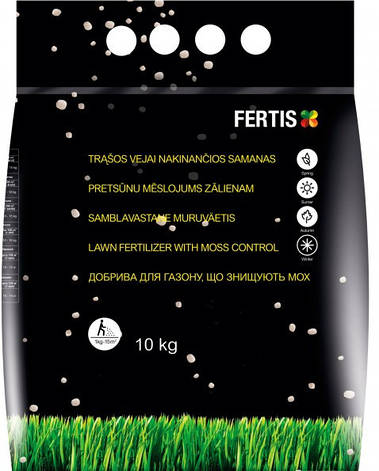 Добриво для газону та знищення моху NPK 15-0-0+Fe (10 кг), FERTIS, фото 1