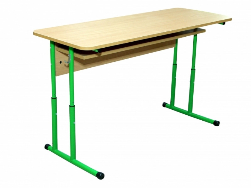 Стіл учнівський 2-місний з регулюванням висоти з полицею кругла труба, фото 1