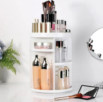 Круглий органайзер для косметики Rotation Cosmetic Box 360 Білий