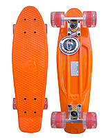 Скейт Пенни Борд Penny My Go Fish Skateboards 22" Orange со светящимися красными колесами