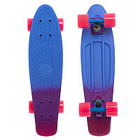 Скейт пенни борд Penny My Go Fish Skateboards RUBBER SOFT 412-4 22" Blue-Purple, розовые колеса