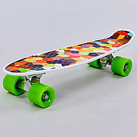 Скейт Пенни Борд Penny My Go Board Abstraction 13-6 с абстракцией White-Green