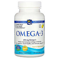 Омега-3 "Omega-3" 690 мг, со вкусом лимона, Nordic Naturals, 60 капсул