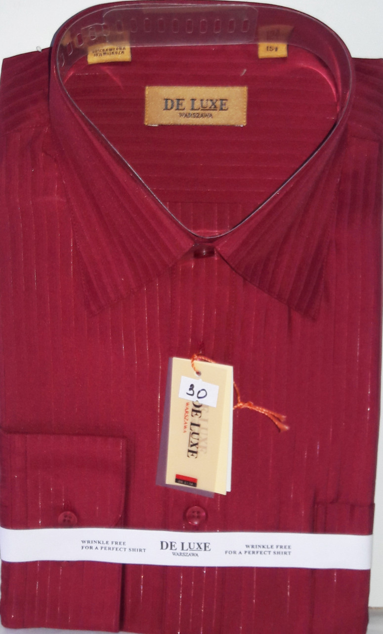Сорочка чоловіча De Luxe vd-0030 червоний у смужку класична з довгим рукавом