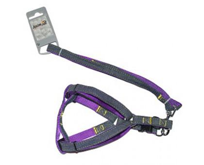 Шлея з повідцем AnimAll для собак HJ-LH 215 Denim leash Purle 10х1200мм