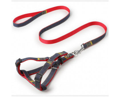 Шлея з повідцем AnimAll для собак HJ-LH 215 Denim leash Red 15х1200мм