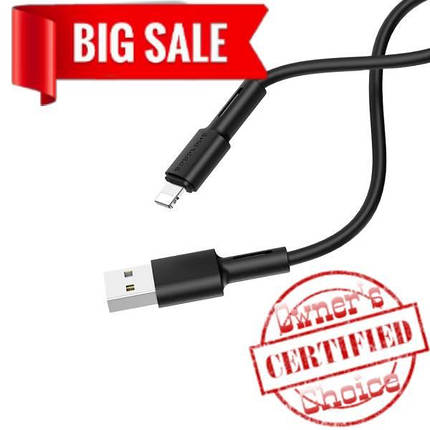 USB кабель Borofone BX31 Silicone Lightning 1m 5A чёрный, фото 2