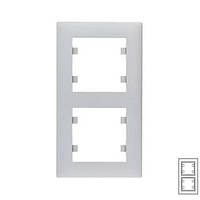 Рамка подвійна вертикальна Lumina-Intens (сріблястий) Hager Lumina