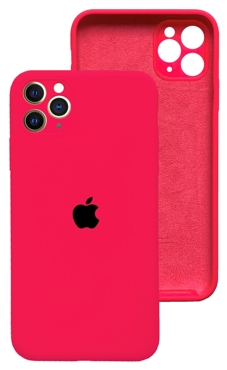 Чохол Silicone case Full Camera Protective для IPhone 12 Pro Barby pink яскраво рожевий