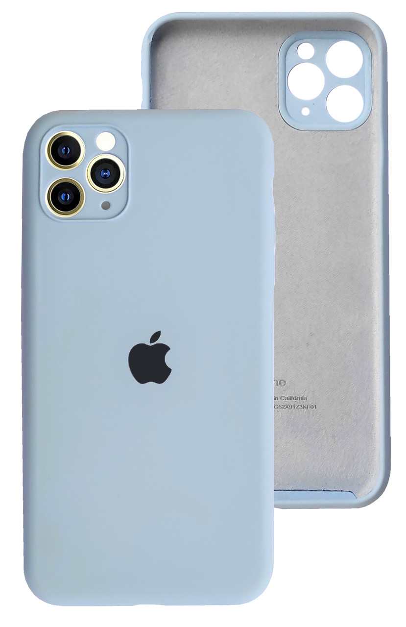 Чохол Silicone case Full Camera Protective для IPhone 12 Pro Lilac cream блакитний