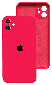 Чохол Silicone case Full Camera Protective для IPhone 12 Barby pink яскраво рожевий