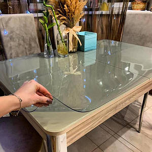 Прозора силіконова скатертину на стіл Soft Glass 1.4х1.4 м товщина 1.5 мм М'яке скло