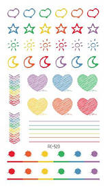 Флеш Тату. 11*6 См. Тимчасова, Перевідна. Набір, Милі, Серця, Місяць, Веселка, Емоції, Мінімалізм, Rc-520